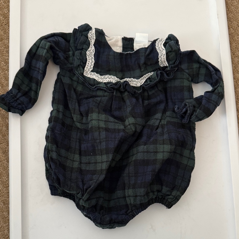 Edgehill Collection Plaid Dress with Lace Trim
